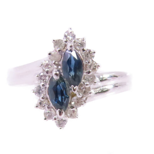 Jewelry Sapphire Diamond Ring US#6.75 18K White Gold