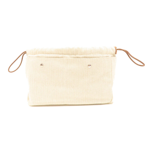 HERMES PHW Fourbi 25 Pouch Clutch Canvas Beige