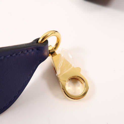 HERMES GHW Clochette Bag Strap Shoulder Strap Swift Leather Blue