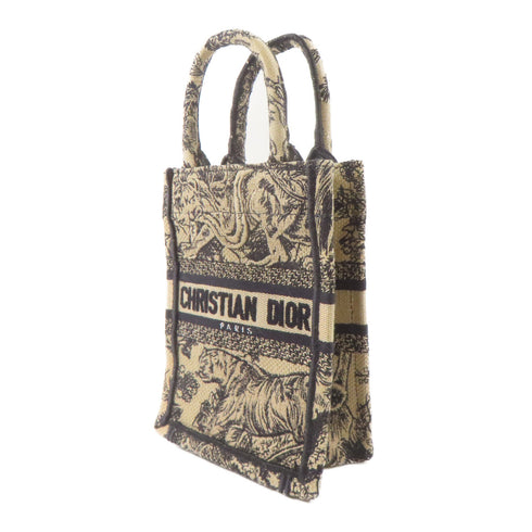CHRISTIAN DIOR CD GHW Mini Vertical Dior Book Tote 2 Way Shoulder Canvas Beige
