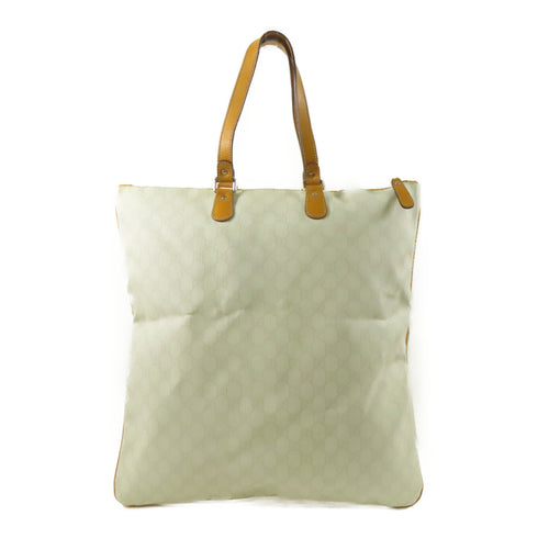 GUCCI GG GHW Tote Bag 211136 PVC Coated Canvas Leather White Orange