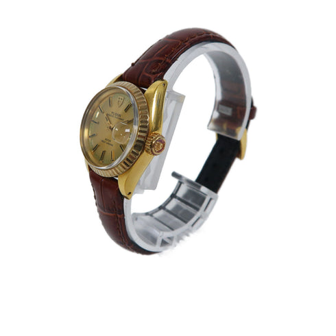 TUDOR Princess Oysterdate 26mm Automatic Watch 92411N Leather/18K Yellow Gold