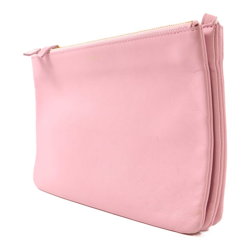 CELINE GHW Trio Shoulder Bag Lambskin Leather Pink 171453ETA