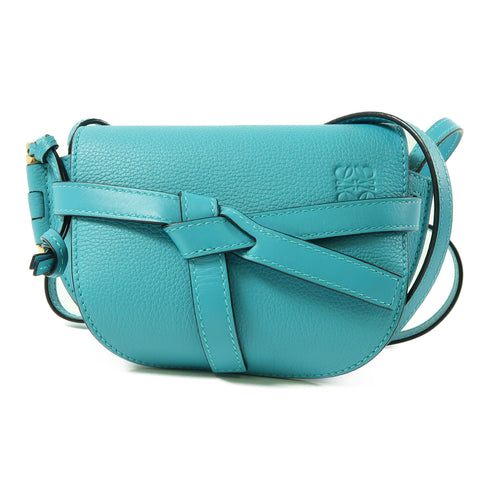 LOEWE GHW Mini Gate Shoulder Bag 27192 Calfskin Leather Green