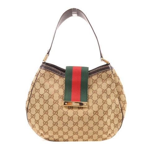 GUCCI GG GHW Shoulder Bag 233608 Canvas Brown