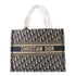Christian Dior CD Book Tote Medium Handbag Tote Bag Canvas Blue Beige