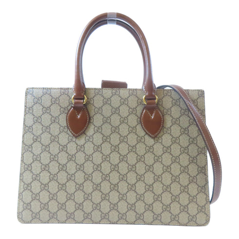 GUCCI GG GHW GG Supreme Handbag 2 Way Bag 409531 Coated Canvas Brown