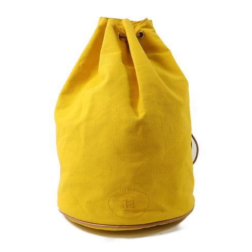 HERMES SHW Bucket Backpack Shoulder Bag Canvas Yellow