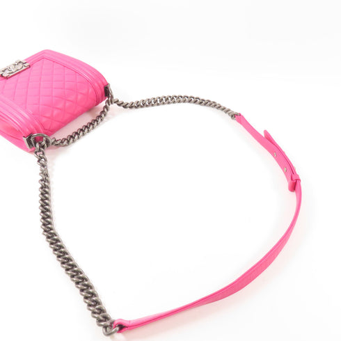 CHANEL CC Boy Chanel Chain Shoulder Bag Calfskin Leather Pink