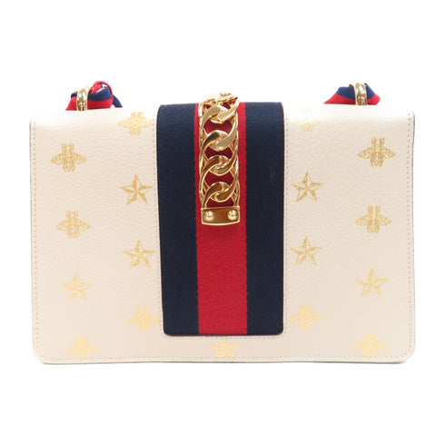GUCCI GG GHW Sylvie Shoulder Bag 524405 Calfskin Leather White