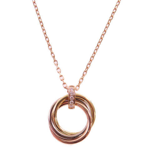 CARTIER Trinity Diamond Necklace RAY154 18K Rose Gold 18K Yellow Gold 18K WG