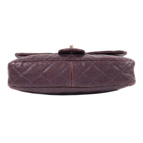 CHANEL CC Chain Shoulder Bag Calfskin Leather Purple