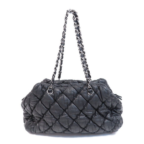 CHANEL Quilted CC SHW Chain Shoulder Bag Calfskin Leather Black v4