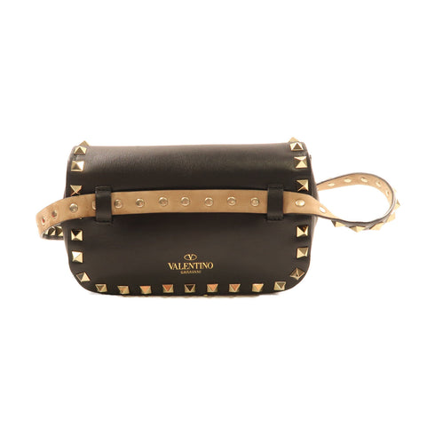 Valentino GHW Waist Bag Calfskin Leather Black