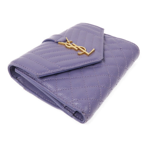 SAINT LAURENT YSL GHW Wallet 651028 Calfskin Leather Purple