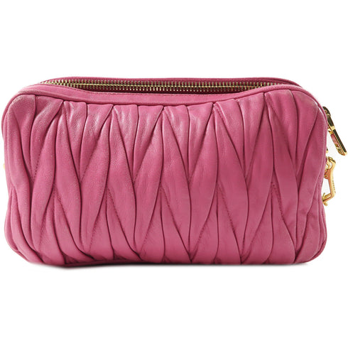 Miu Miu GHW Shoulder Bag Crossbody Lambskin Leather Pink