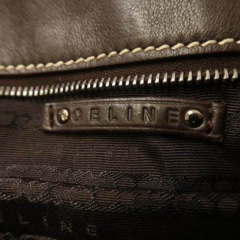 CELINE SHW Shoulder Bag Calfskin Leather Brown