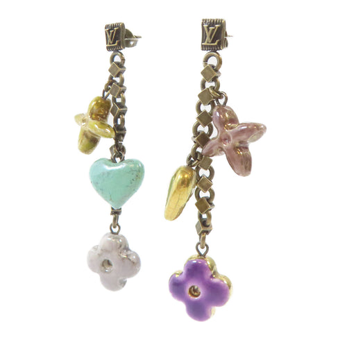 LOUIS VUITTON LV Burkle Dray Charm Baroque Pierced Earrings M65545 Metal Bronze