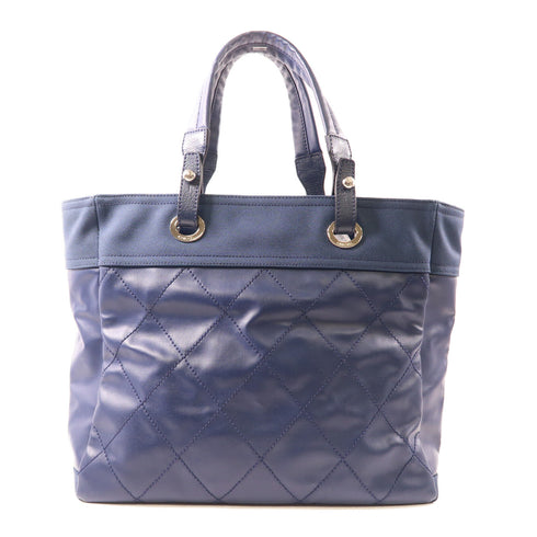 CHANEL CC SHW Tote Bag Leather Navy 34209