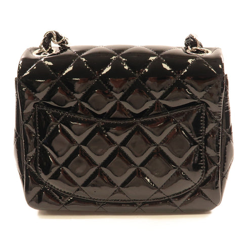 CHANEL CC SHW Mini Classic 17 Chain Shoulder Bag A35200 Patent Leather Black