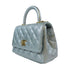 CHANEL Quilted CC GHW Mini Coco Handle Chain Shoulder AS2215 Caviar Leather Blue