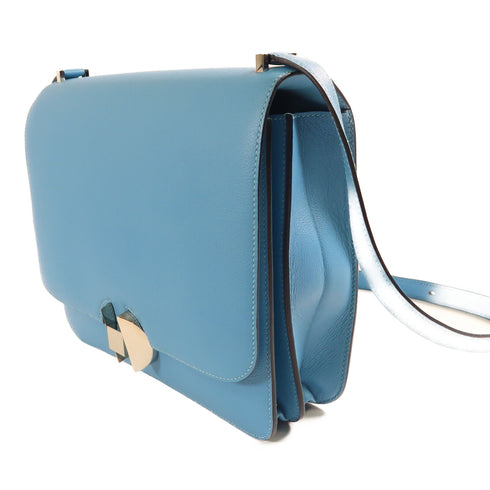 HERMES PHW 2002 Shoulder Bag Evercolor Leather Bleu Du Nord Blue