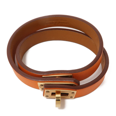 HERMES Kelly Double Tour B Bracelet Bangle Calfskin Leather