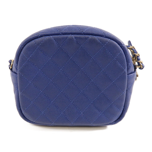 CHANEL Quilted CC GHW Chain Shoulder Bag Crossbody Calfskin Leather Blue