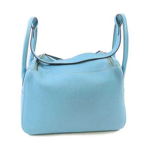 HERMES GHW Lindy 26 Shoulder Bag Clemence Leather 3P Bleu Atoll Light Blue