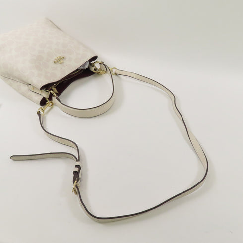 COACH GHW 2 Way Shoulder Bag C2081 PVC Coated Canvas