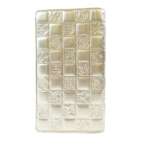 CHANEL CC GHW Long Wallet Lambskin Leather Gold