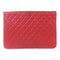CHANEL Quilted CC SHW Pouch Clutch Bag Lambskin Leather Red