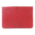 CHANEL Quilted CC SHW Pouch Clutch Bag Lambskin Leather Red