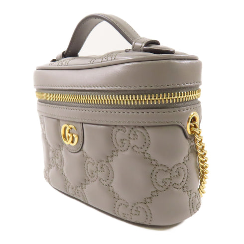 Gucci GG GHW Matelasse Top Handle Mini Chain Shoulder Bag 723770 Leather Beige