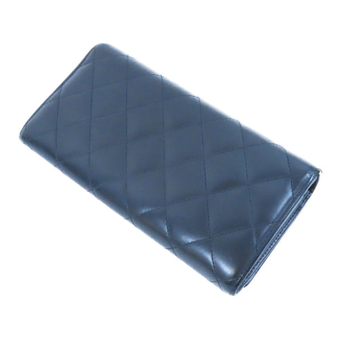 CHANEL Quilted CC SHW Cambon Line Long Wallet Calfksin Leather Black
