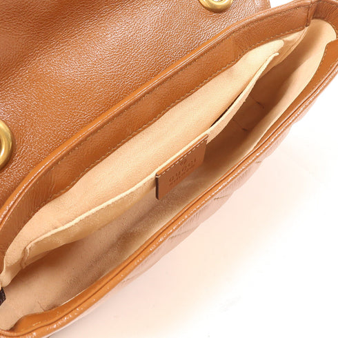 GUCCI GG GHW GG Marmont Mini Chain Shoulder 446744 Leather Brown