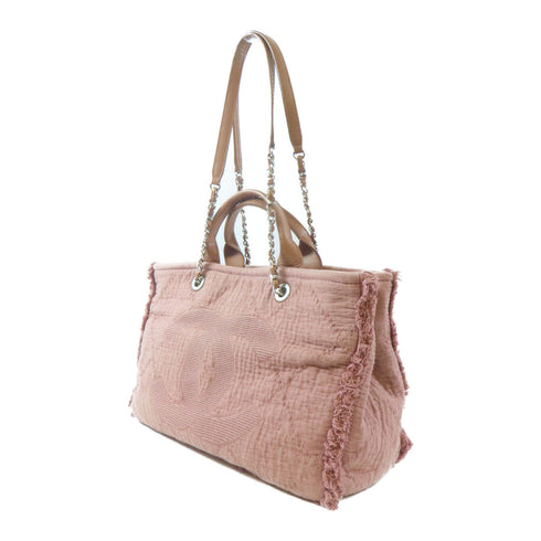 CHANEL CC SHW 2 Way Shoulder Handbag Tote Bag Fabric Pink