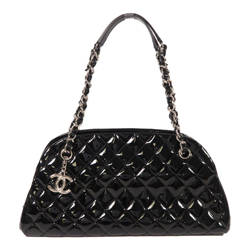 CHANEL CC SHW Chain Shoulder Bag Patent Leather Black