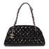 CHANEL CC SHW Chain Shoulder Bag Patent Leather Black