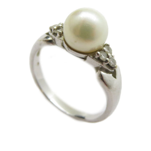 JEWELRY Pearl Ring 18K White Gold US#6.5