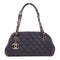 CHANEL CC SHW Chain Shoulder Bag Calfskin Leather Navy