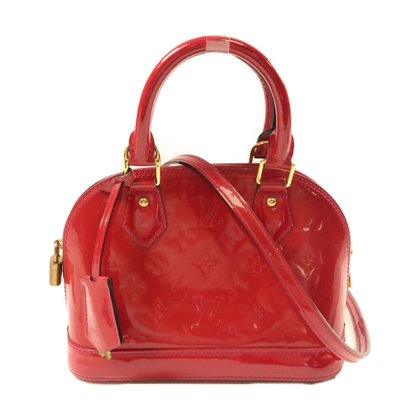 LOUIS VUITTON LV GHW Alma BB 2 Way Shoulder Hand Bag M91606 Monogram Vernis Red