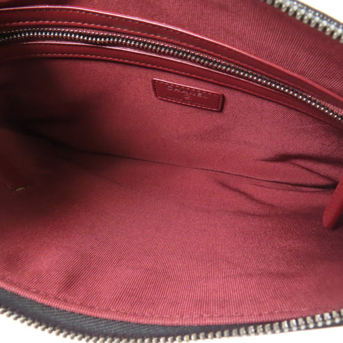 CHANEL CC GHW Clutch Calfskin Leather/Tweed Black