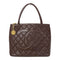 CHANEL Quilted CC GHW Vintage Hand Bag Calfskin Leather Brown