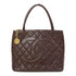 CHANEL Quilted CC GHW Vintage Hand Bag Calfskin Leather Brown