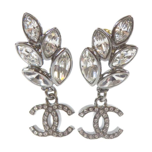 CHANEL CC Earrings Metal PVC Silver