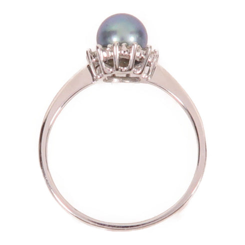 Jewelry Pearl Ring 2.3g 18K White Gold US#7.25