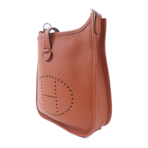 HERMES PHW Mini Evelyne Shoulder Crossbody Bag Clemence Leather Cuivre Brown