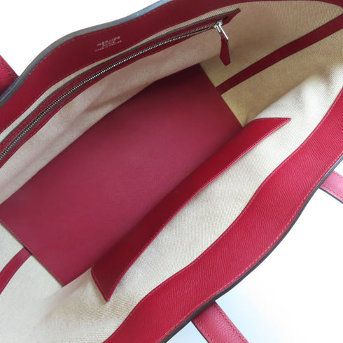 HERMES Maxibox Cabas Handbag 071257CK Evercolor/Epsom Leather Bleu Agate/Rouge