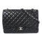 CHANEL Quilted CC SHW Maxi Jumbo Chain Shoulder Bag Lambskin Leather Black